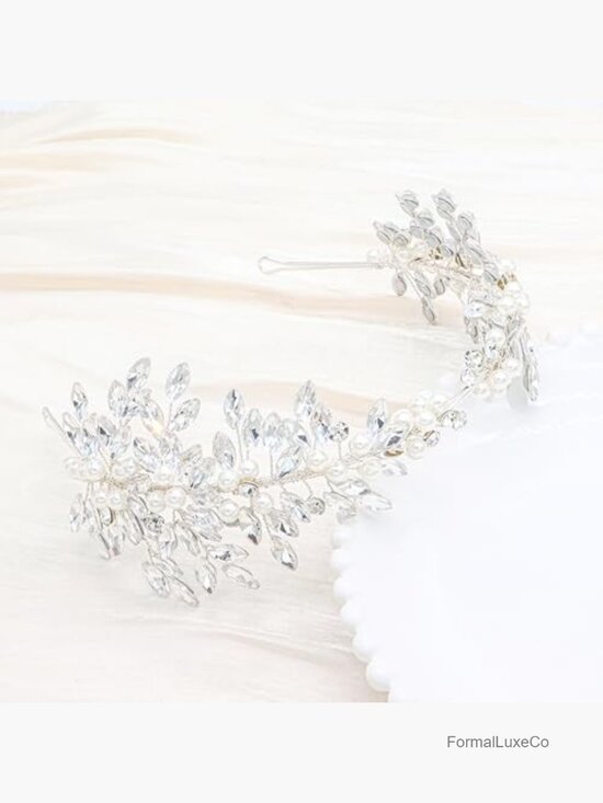 Silver Rhinestone Bridal Headband Wedding Hair Accessory Headpiece